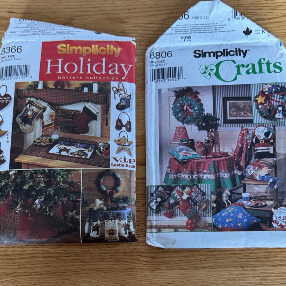 Simplicity Crafts Vintage Paper Sewing Patterns Christmas Crafting Ornaments